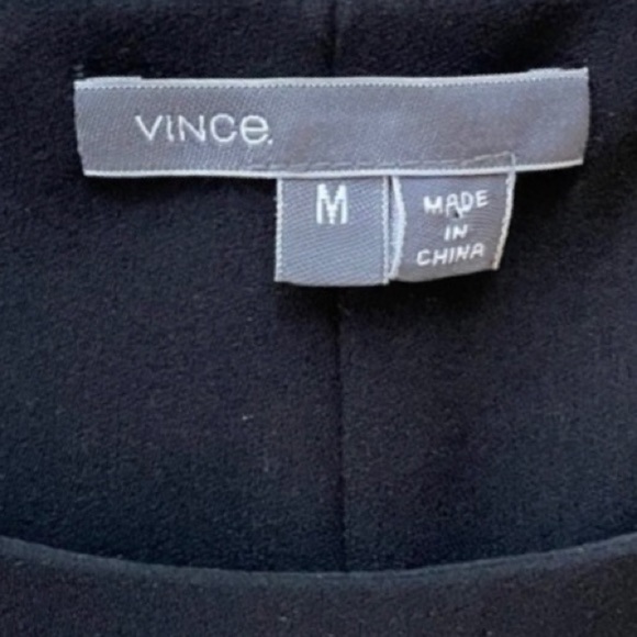 { Vince } - Leather Contrast Band Drawstring Dress - Picture 5 of 5